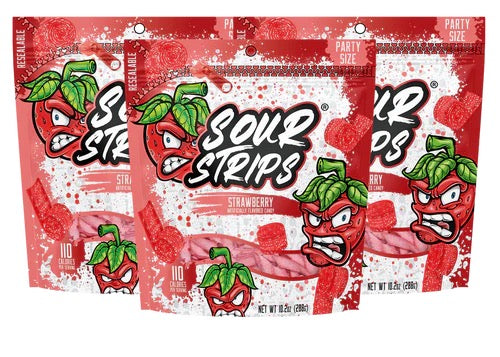 sour strips party pack 3 cases of 12 bags per master case strawberry